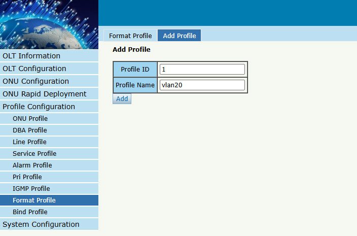 Format Profile – Add